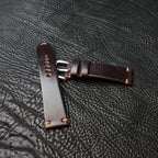 Handcrafted Burgundy Horween Shell Cordovan Watch Strap with Vintage Rope Stitching