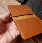 Handcrafted Italian Tuscany Stuffed Leather Cardholder With Natural Tumbled Grain & Rich Pull-Up