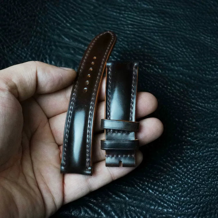Handcrafted Chocolate Brown Horween Shell Cordovan Watch Strap