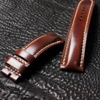 Handcrafted Chestnut Brown Shell Cordovan Leather Watch Strap