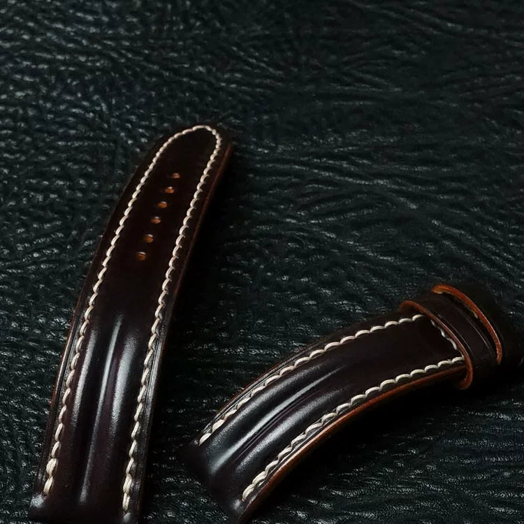 Handcrafted Chocolate Brown Shell Cordovan Watch Strap with Double Padding