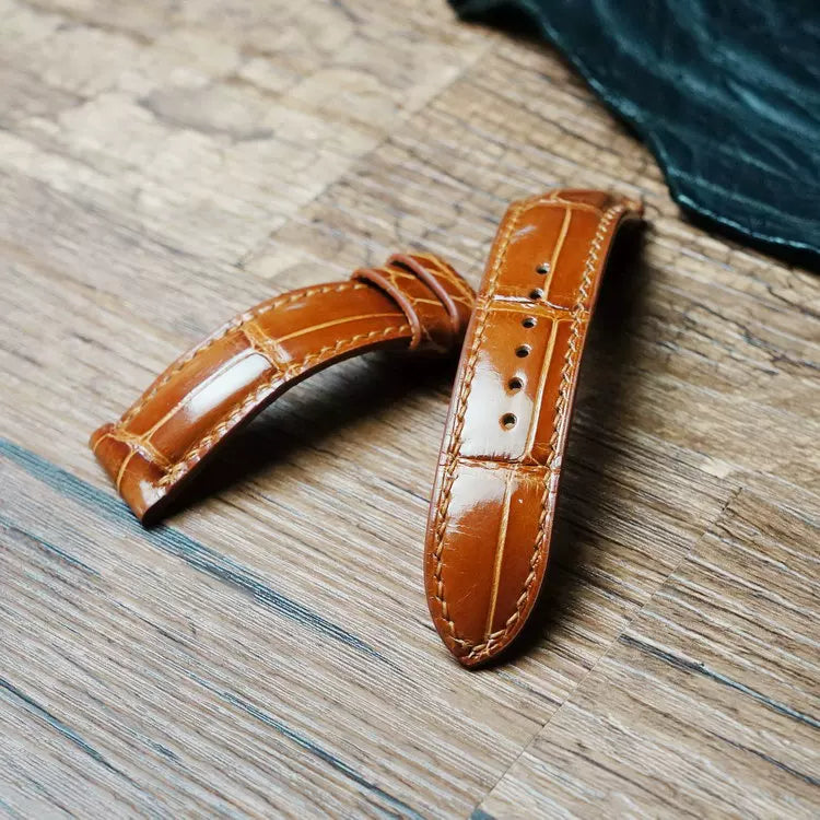 Handcrafted Ginger Alligator Watch Strap – HCP French Tannery Leather