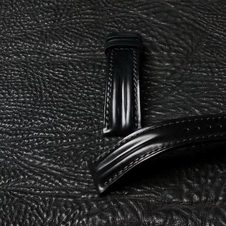 Handcrafted Black Shell Cordovan Watch Strap with Double Padding