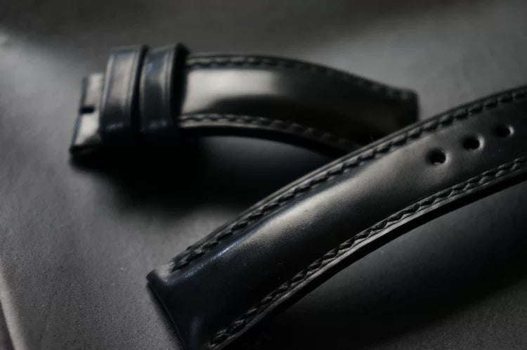 Handcrafted Black Horween Shell Cordovan Watch Strap