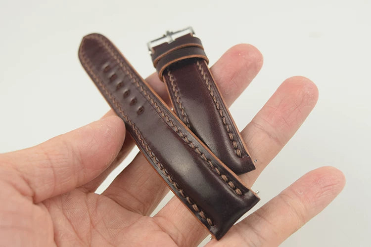 Handcrafted Burgundy Horween Leather Watch Strap