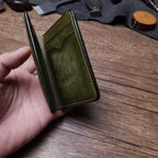 Handcrafted Olive Green Italian Pueblo Leather Card Holder
