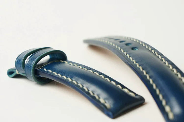 Handcrafted Blue Shell Cordovan Leather Watch Strap