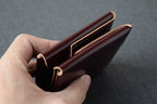 Handcrafted Vegetable-dyed Burgundy Shell Cordovan Mini Leather Wallet