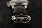 Handcrafted Oil Aniline Dyed Black Shell Cordovan Leather Watch Strap with Solid 925 Sterling Silver Skull Buckle