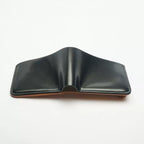 Handcrafted Agate Black Shell Cordovan Leather Wallet with Italian Gattuso Oily Calfskin Lining
