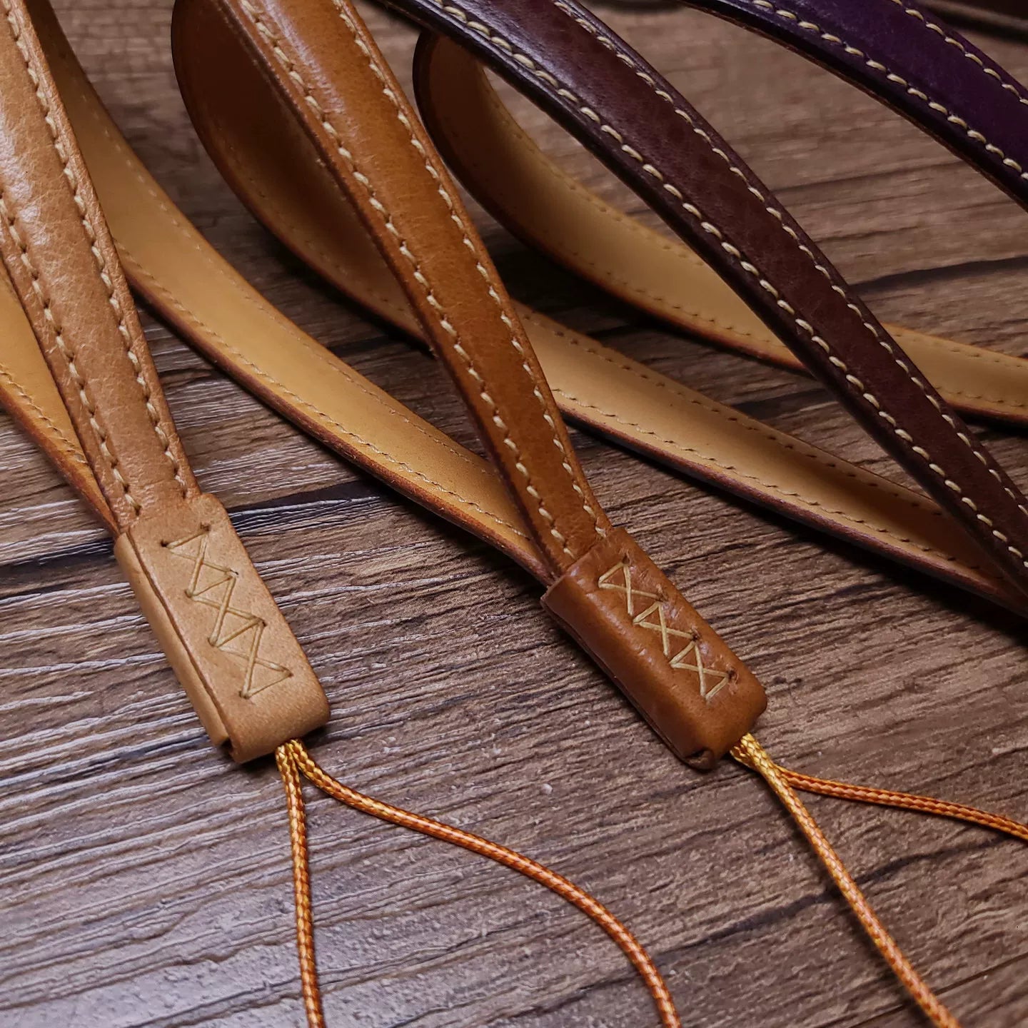 Handcrafted Italian Tuscany Vegetable-Tanned Leather Camera Wrist Strap