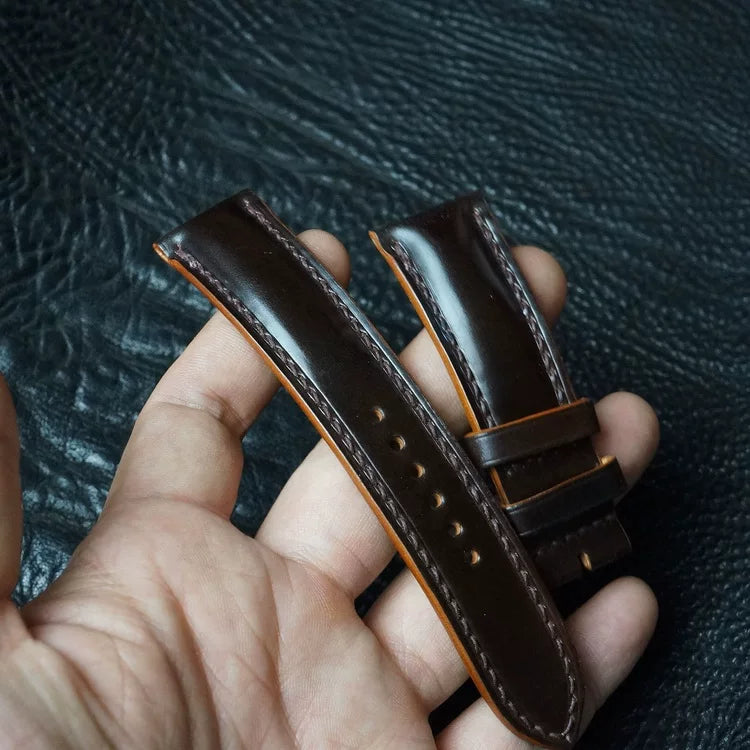 Handcrafted Chocolate Brown Horween Shell Cordovan Watch Strap