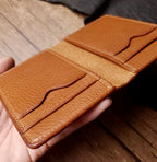 Handcrafted Italian Tuscany Stuffed Leather Cardholder With Natural Tumbled Grain & Rich Pull-Up