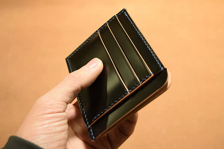 Handcrafted Vegetable-dyed Black Shell Cordovan Leather Cardholder
