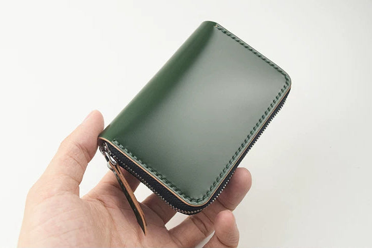 Handcrafted Oil Aniline Dyed Olive Green Shell Cordovan Leather Wallet