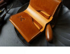 Handcrafted Italian Tuscany Stuffed Leather Wallet — With Natural Tumbled Grain & Rich Pull-Up