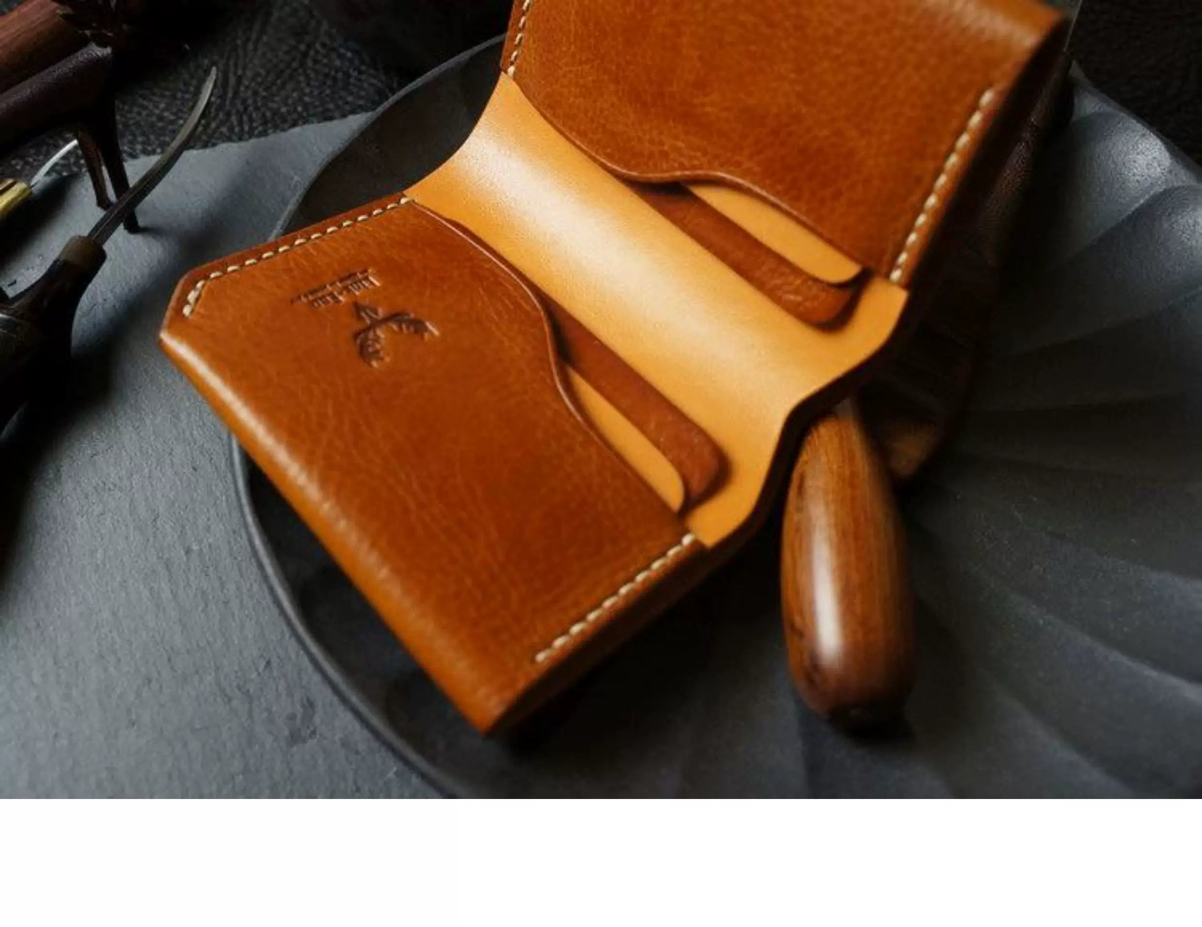 Handcrafted Italian Tuscany Stuffed Leather Wallet — With Natural Tumbled Grain & Rich Pull-Up