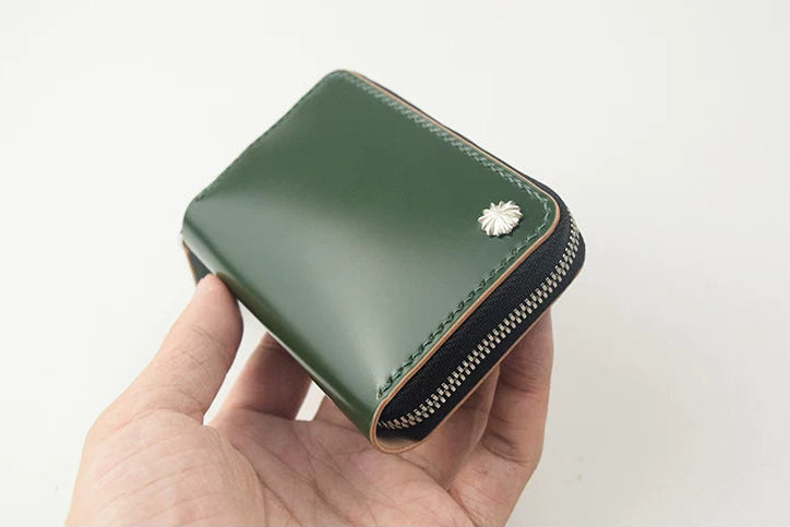 Handcrafted Oil Aniline Dyed Olive Green Shell Cordovan Leather Wallet