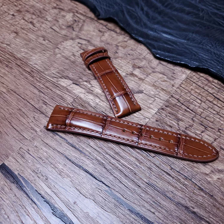 Handcrafted Saddle Brown Alligator Watch Strap – HCP French Tannery Leather