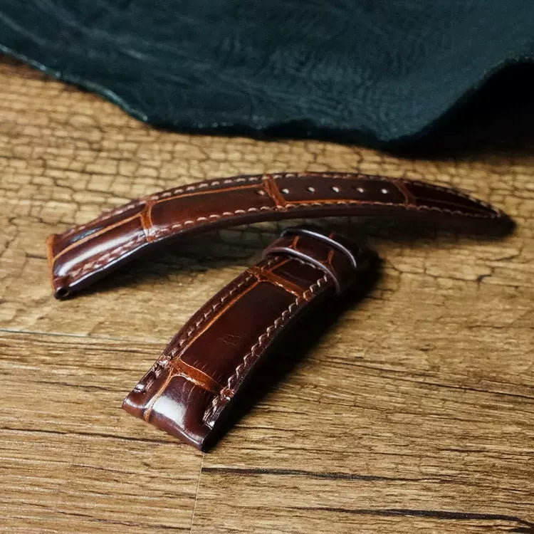 Handcrafted Dark Brown Alligator Watch Strap – HCP French Tannery Leather