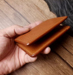 Handcrafted Italian Tuscany Stuffed Leather Cardholder With Natural Tumbled Grain & Rich Pull-Up