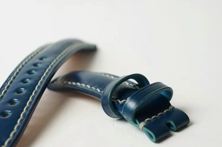 Handcrafted Blue Shell Cordovan Leather Watch Strap