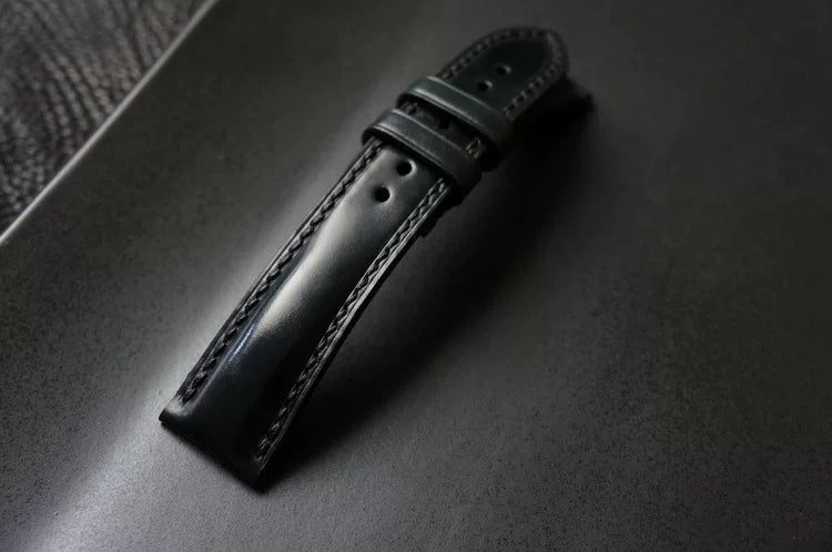 Handcrafted Black Horween Shell Cordovan Watch Strap