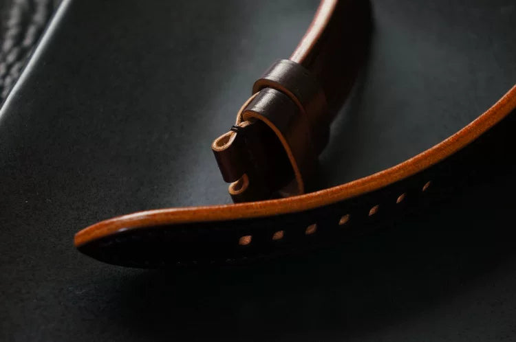 Handcrafted Burgundy Horween Shell Cordovan Watch Strap
