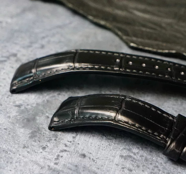 Handcrafted Black American Alligator Leather Watch Strap
