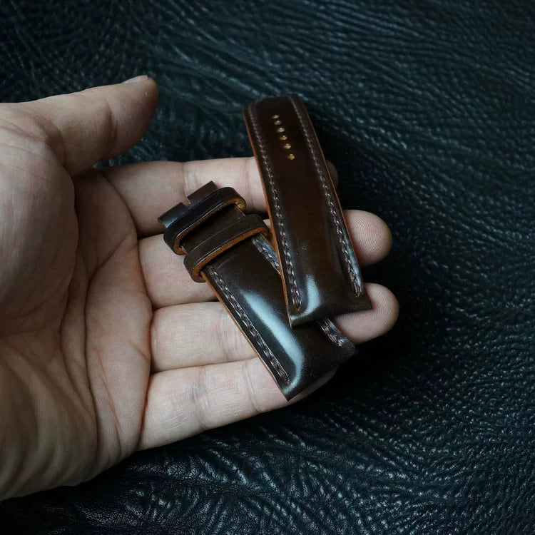 Handcrafted Chocolate Brown Horween Shell Cordovan Watch Strap