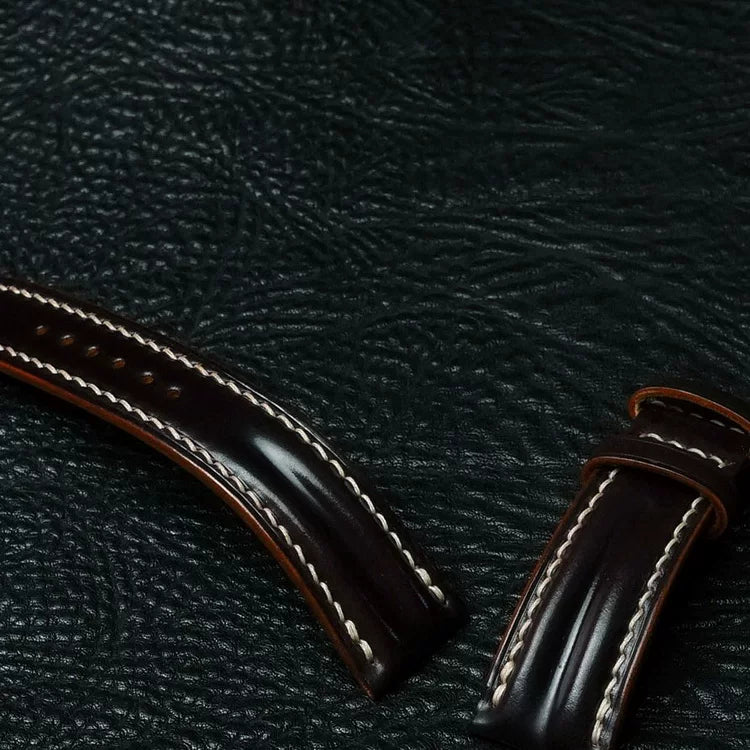 Handcrafted Chocolate Brown Shell Cordovan Watch Strap with Double Padding