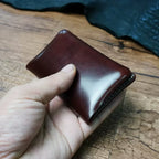 Handcrafted Dark Brown Shell Cordovan Leather Cardholder in Shell-Shape