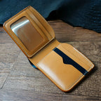 Handcrafted Navy Blue Shell Cordovan Leather Wallet with Italian Gattuso Oily Calfskin Lining