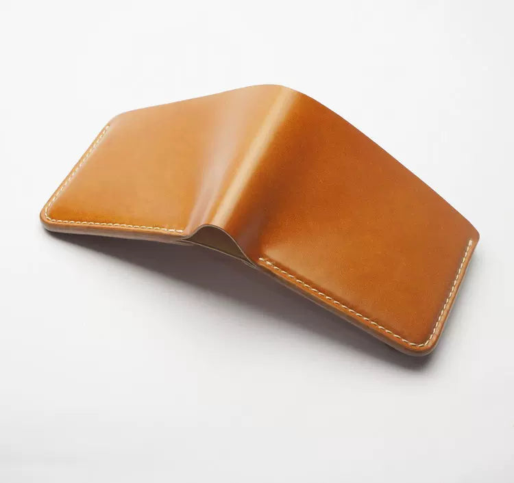 Handcrafted Oil Aniline Dyed Amber Shell Cordovan Leather Wallet