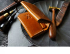 Handcrafted Italian Tuscany Stuffed Leather Wallet — With Natural Tumbled Grain & Rich Pull-Up