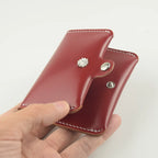 Handcrafted Oil Aniline Dyed Red Shell Cordovan Leather Cardholder