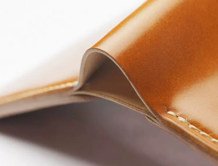 Handcrafted Oil Aniline Dyed Amber Shell Cordovan Leather Wallet