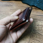 Handcrafted Dark Brown Shell Cordovan Leather Cardholder in Shell-Shape