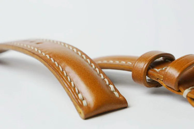 Handcrafted Amber Shell Cordovan Leather Watch Strap