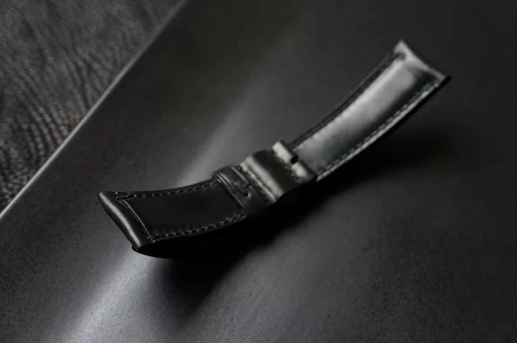 Handcrafted Black Horween Shell Cordovan Watch Strap