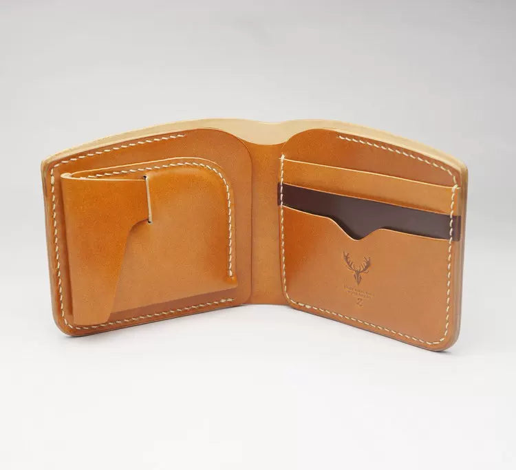 Handcrafted Oil Aniline Dyed Amber Shell Cordovan Leather Wallet