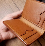 Handcrafted Italian Tuscany Stuffed Leather Cardholder With Natural Tumbled Grain & Rich Pull-Up