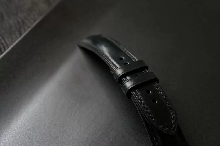 Handcrafted Black Horween Shell Cordovan Watch Strap