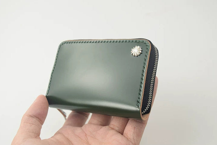 Handcrafted Oil Aniline Dyed Olive Green Shell Cordovan Leather Wallet