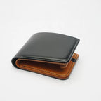 Handcrafted Agate Black Shell Cordovan Leather Wallet with Italian Gattuso Oily Calfskin Lining