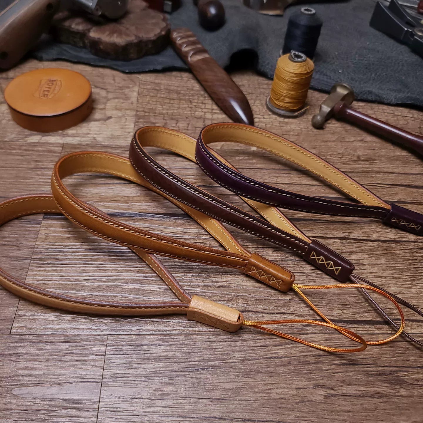 Handcrafted Italian Tuscany Vegetable-Tanned Leather Camera Wrist Strap