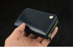 Handcrafted Oil Aniline Dyed Navy Blue Shell Cordovan Leather Wallet