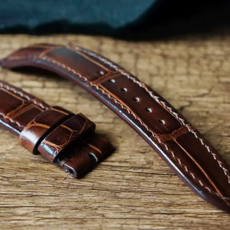 Handcrafted Dark Brown Alligator Watch Strap – HCP French Tannery Leather