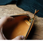Handcrafted Ginger Reguilón Leather Zip Pencil Case