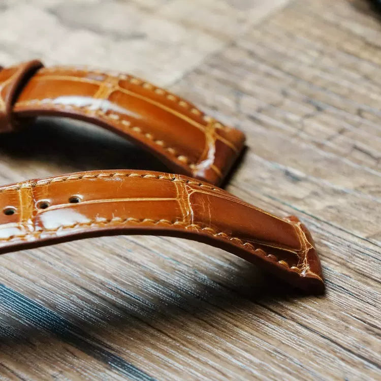 Handcrafted Ginger Alligator Watch Strap – HCP French Tannery Leather